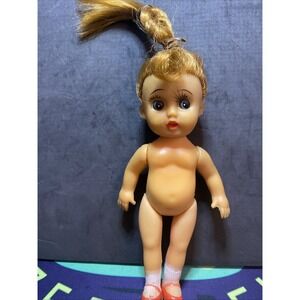 Vintage Drink & Wet Doll Made In Japan 7" Rare Red Hair Blue Eyes Red Shoes